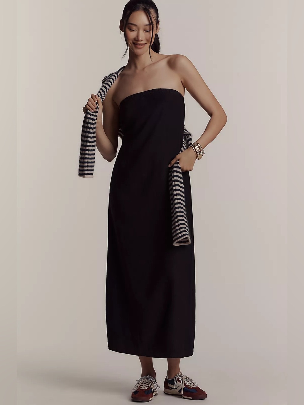 Stateside Strapless Linen Blend Column Maxi